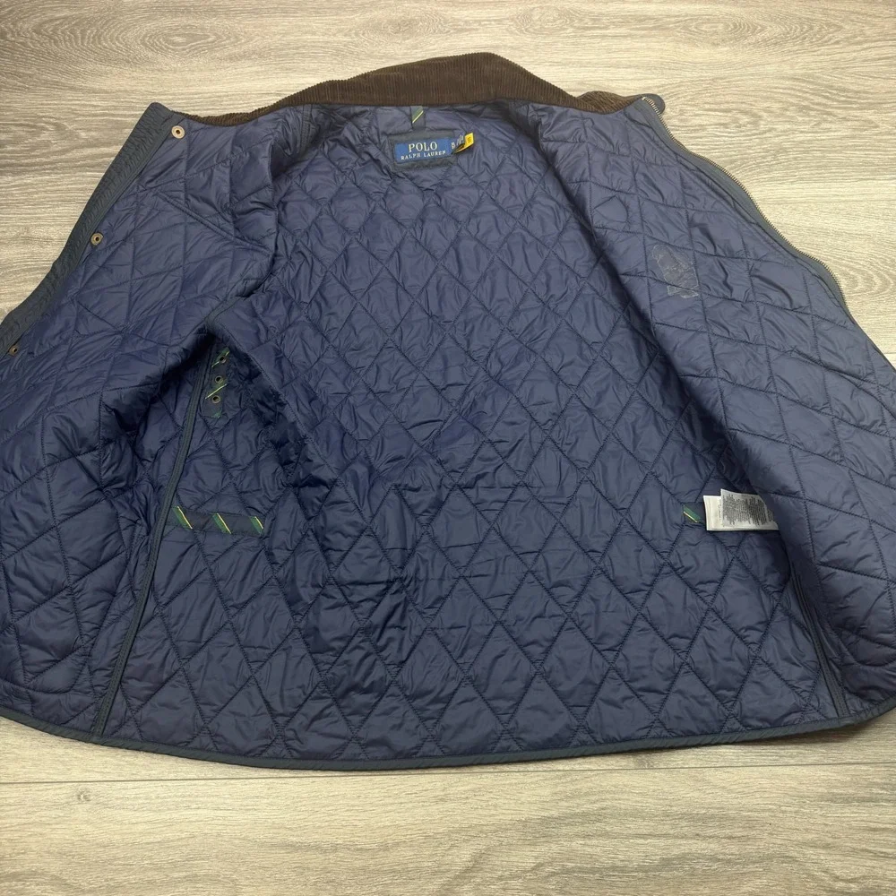 Polo Ralph Lauren Beaton Vest Mens XL Navy Blue Quilted Corduroy Collar Pony